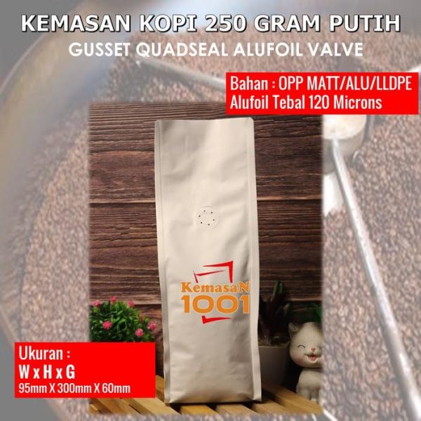 Kemasan Kopi 250 Gram - Gusset 500 dengan Valve - Hitam Doff - Gambar 3