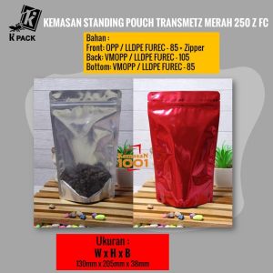 Standing Pouch Kombinasi Transmetz Merah 250+Zipper
