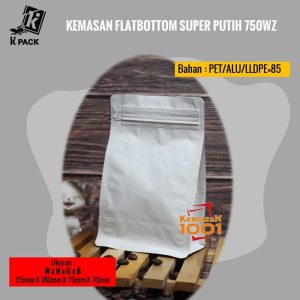 Kemasan Flat Bottom Alufoil Putih 750WZ - Kemasan Kopi 200 gram