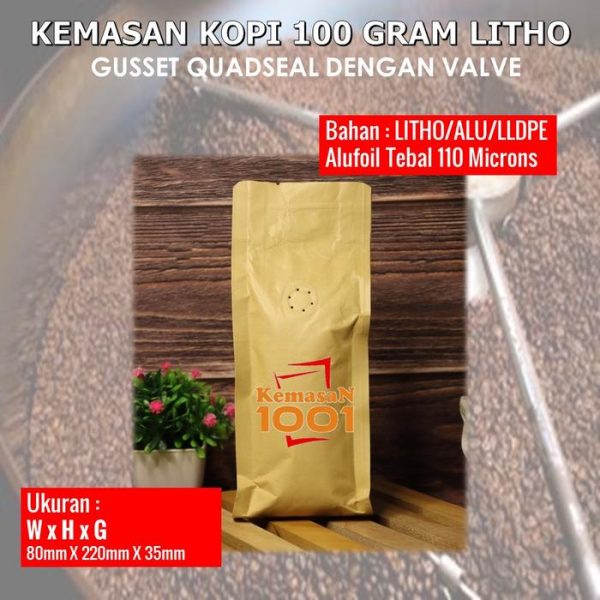 Kemasan Kopi 100 Gram - Gusset 250 dengan Valve - Hitam Doff - Gambar 2