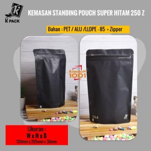 Standing Pouch Alufoil Hitam 250+Zipper