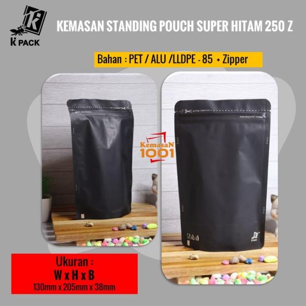 Standing Pouch Alufoil Hitam 250+Zipper