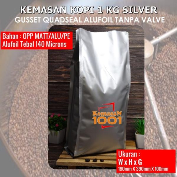 Gusset 2000 Tanpa Valve - Kemasan Kopi 1 Kg aluminium foil - Hitam Doff - Gambar 3