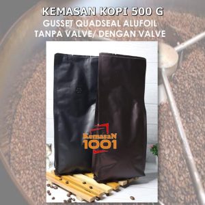 Gusset 1500 Tanpa Valve - Kemasan Kopi 500 Gram aluminium foil - Hitam Doff