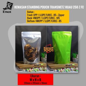 Standing Pouch Kombinasi Transmetz Hijau 250+Zipper