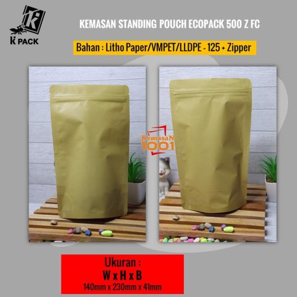 Standing Pouch Paper Metalized 500+Zipper