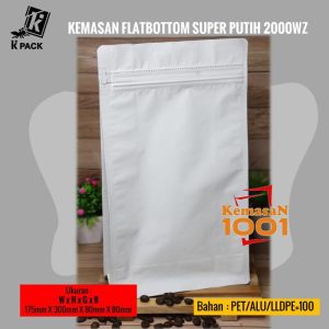 Kemasan Flat Bottom Alufoil Putih 2000WZ - Kemasan Kopi 1000 gram