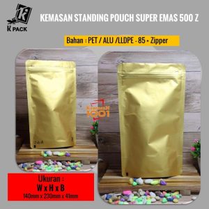 Standing Pouch Alufoil Gold 500+Zipper