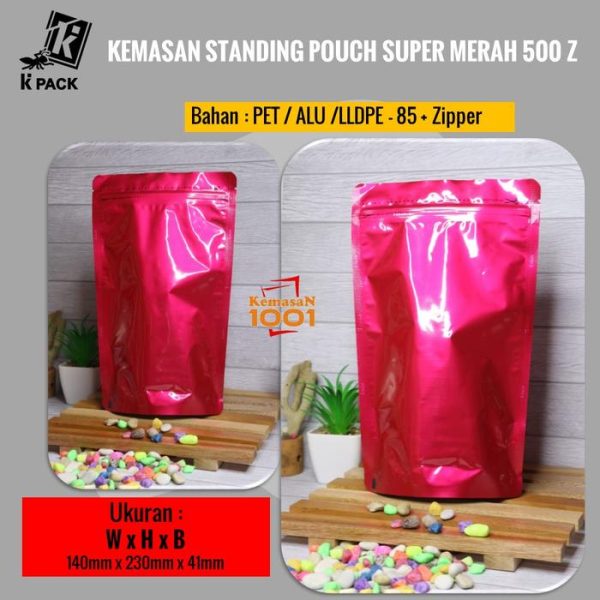 Standing Pouch Alufoil Merah 500+Zipper