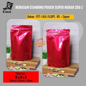 Standing Pouch Alufoil Merah 250+Zipper