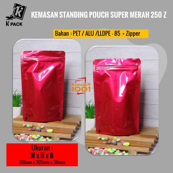 Standing Pouch Alufoil Merah 250+Zipper