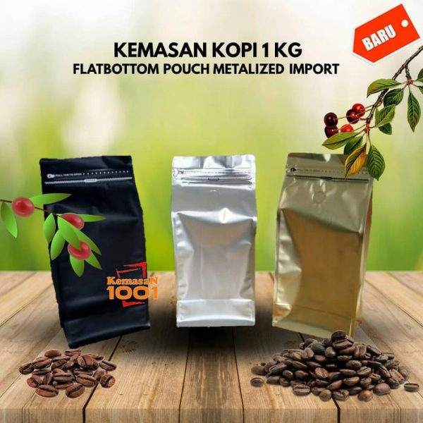 Kemasan Flatbottom Import 2000WZ - Kemasan Kopi 1 Kg Flatbottom Import - Gold