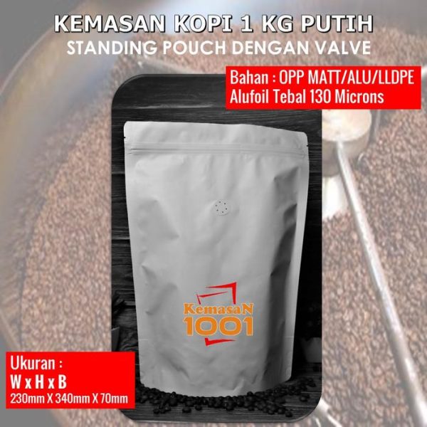 Kemasan Kopi 1 Kg - Standing Pouch 2000 Z dengan Valve - Hitam Doff - Gambar 3