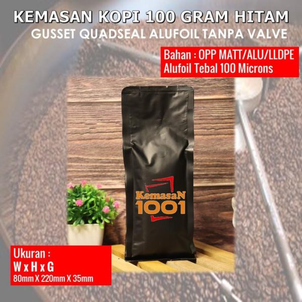 Gusset 250 Tanpa Valve - Kemasan Kopi 100 Gram - Hitam Doff - Gambar 4