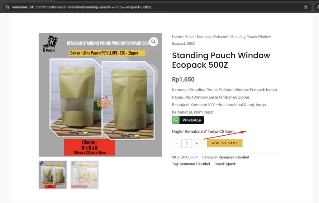 menambahkan keranjang belanja