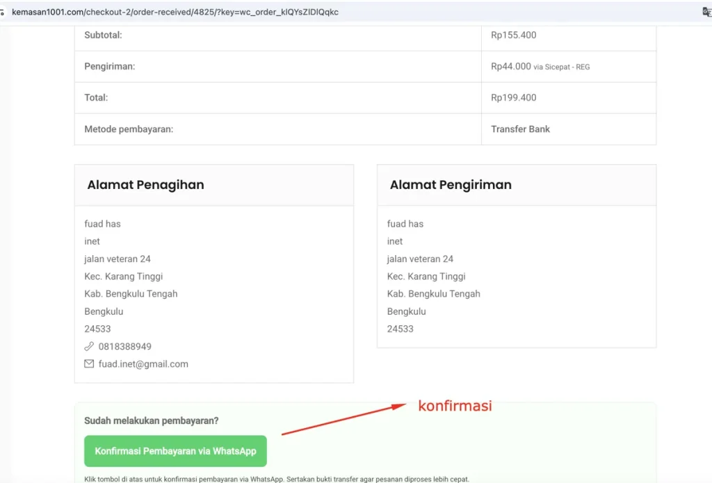 konfirmasi pembayaran