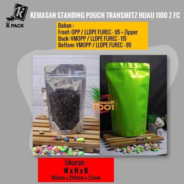 Standing Pouch Kombinasi Transmetz Hijau 1100+Zipper