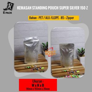 Standing Pouch Alufoil Silver 150+Zipper