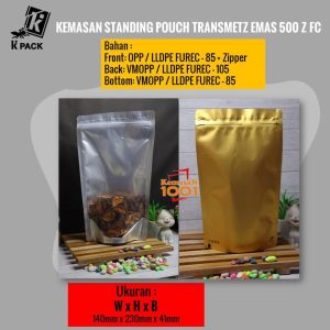 Standing Pouch Kombinasi Transmetz Emas 500+Zipper