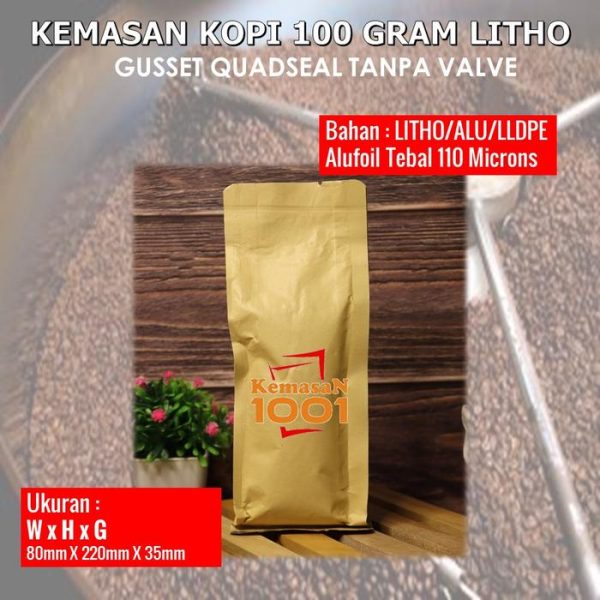 Gusset 250 Tanpa Valve - Kemasan Kopi 100 Gram - Hitam Doff - Gambar 2