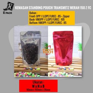 Standing Pouch Kombinasi Transmetz Merah 150+Zipper