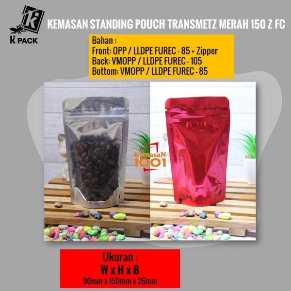 Standing Pouch Kombinasi Transmetz Merah 150+Zipper