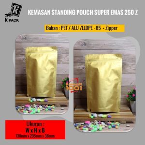 Standing Pouch Alufoil Gold 250+Zipper