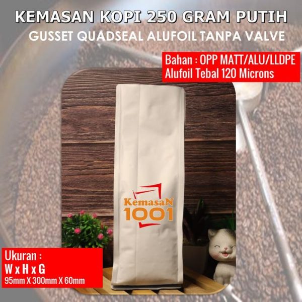 Gusset 500 Tanpa Valve - Kemasan Kopi 250 Gram aluminium foil - Hitam Doff - Gambar 3