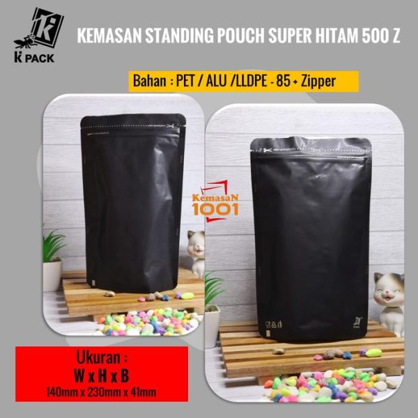 Standing Pouch Alufoil Hitam 500+Zipper