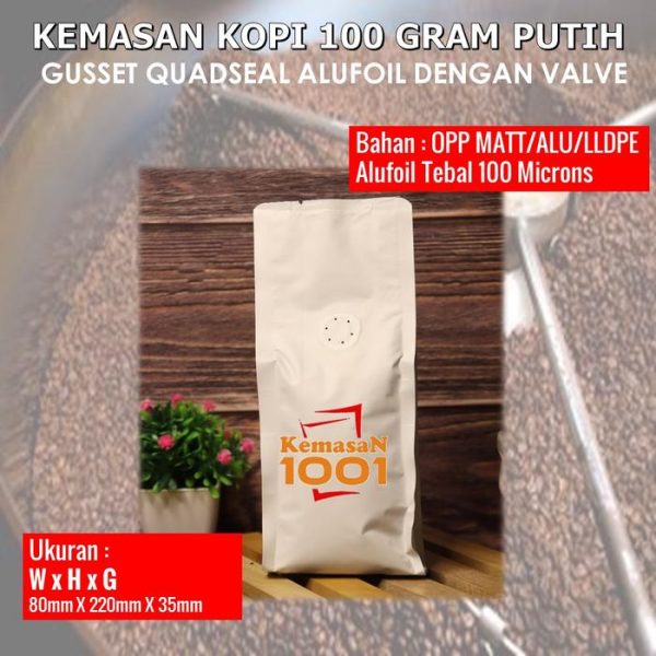 Kemasan Kopi 100 Gram - Gusset 250 dengan Valve - Hitam Doff - Gambar 3