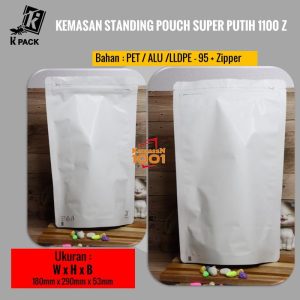 Standing Pouch Alufoil Putih 1100+Zipper