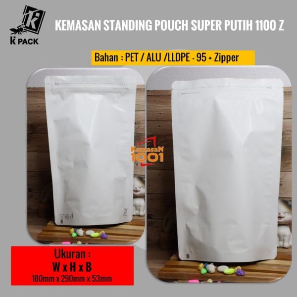Standing Pouch Alufoil Putih 1100+Zipper