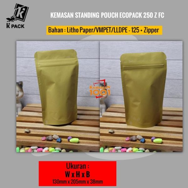 Standing Pouch Paper Metalized 250+Zipper