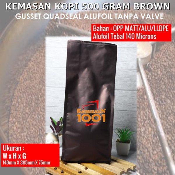 Gusset 1500 Tanpa Valve - Kemasan Kopi 500 Gram aluminium foil - Hitam Doff - Gambar 2