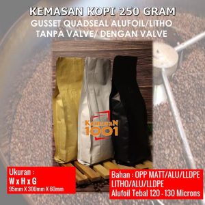 Gusset 500 Tanpa Valve - Kemasan Kopi 250 Gram aluminium foil - Hitam Doff