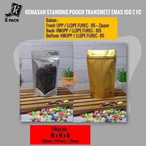 Standing Pouch Kombinasi Transmetz Emas 150+Zipper