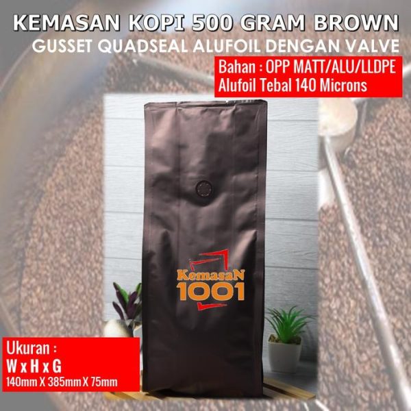 Kemasan Kopi 500 Gram - Gusset 1500 dengan Valve - Hitam Doff - Gambar 2