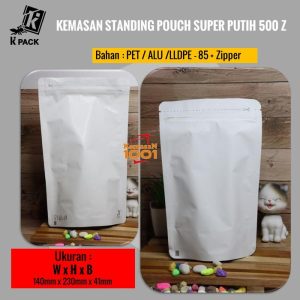 Standing Pouch Alufoil Putih 500+Zipper